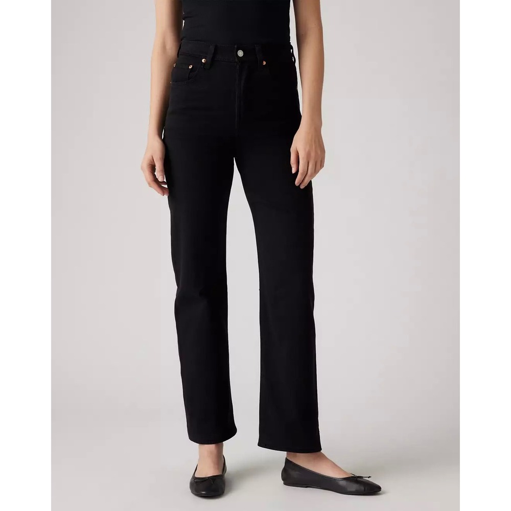Levi's Ribcage Straight Ankle Jeans Black Sprout Women's 24 Denim Fall Neutral